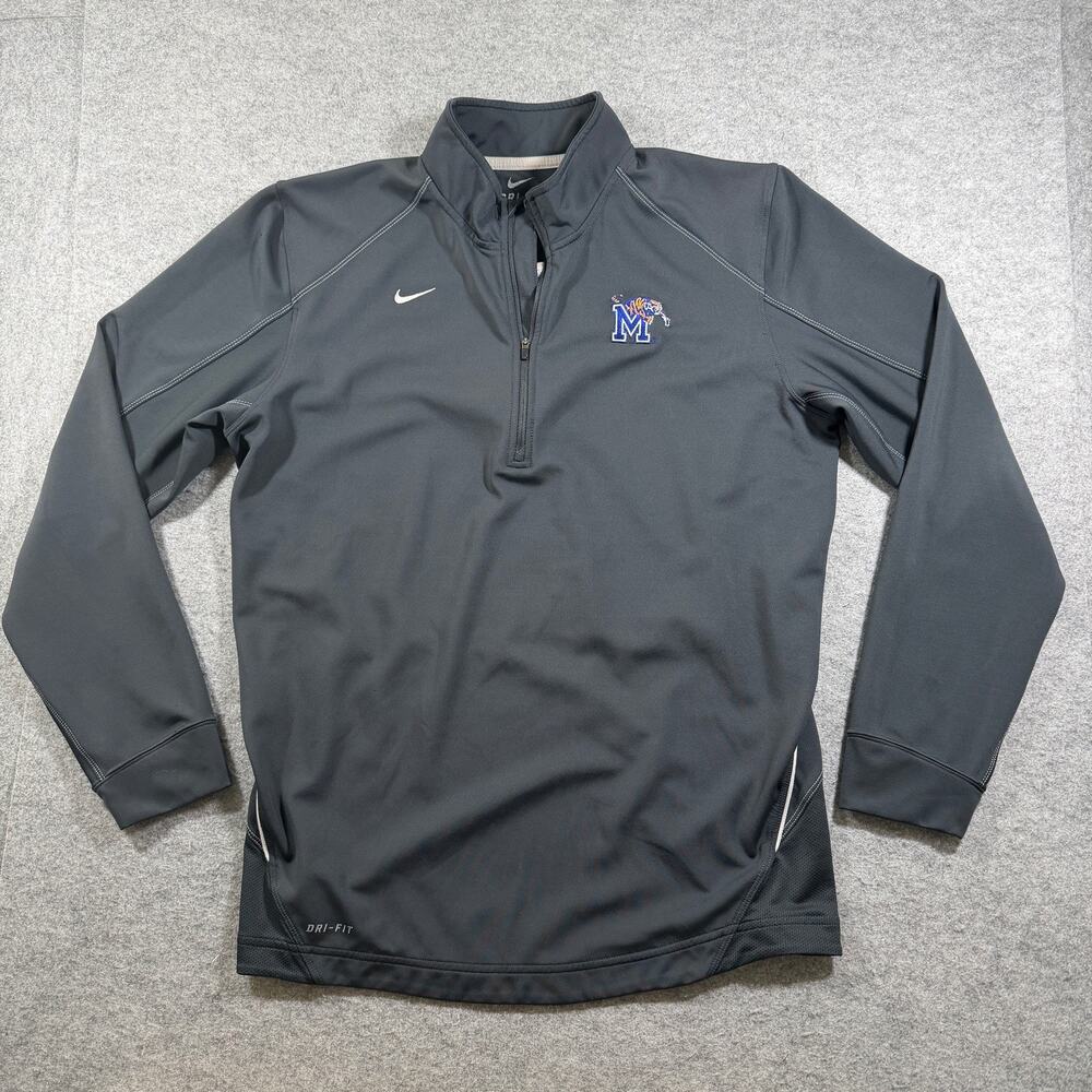 Nike Memphis Tigers 1/4 Zip Pullover Mens M Gray Dri-Fit Stretch Wicking NCAA